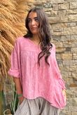 Kiti Paisley Damask Artist Smock Indian Pink
